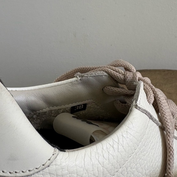 P448 Cream White Leather Sneakers with Light Taupe Laces - Picture 7 of 8